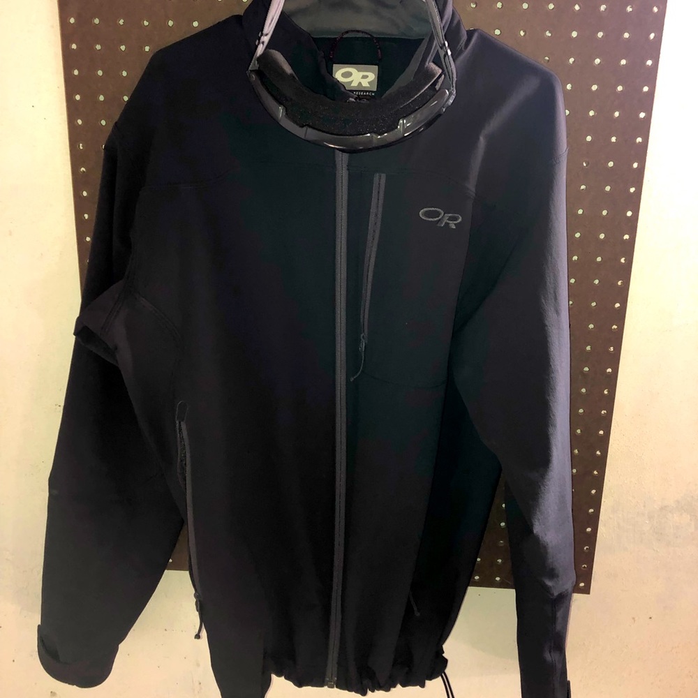 Charcoal Gray/Light Black Outdoor Research Jacket, Sized Youth XL (Men’s Small)